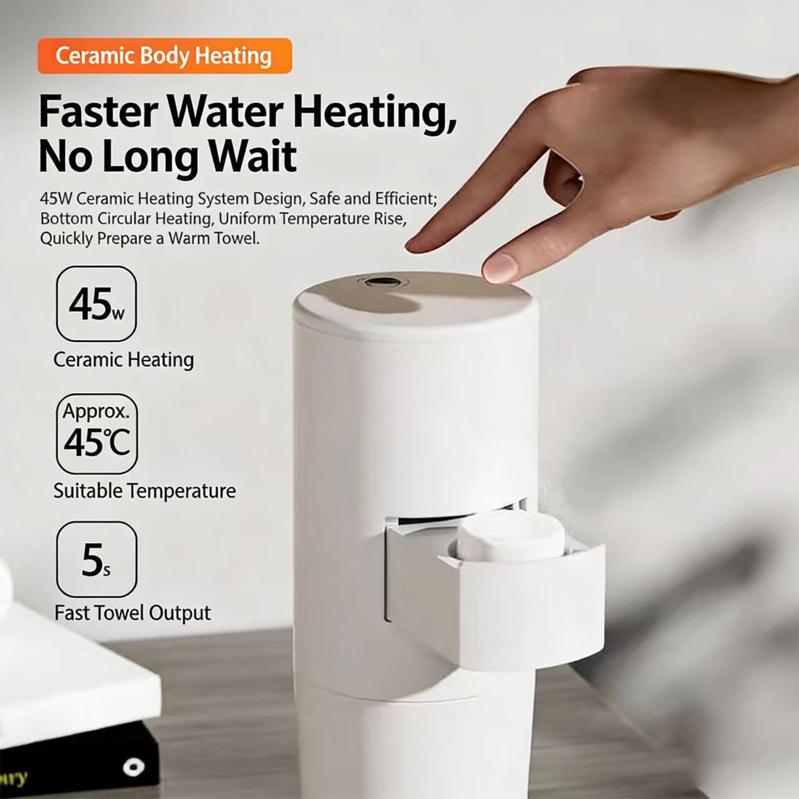 Scaldasalviette portatile, riscaldamento rapido e temperatura costante, design compatto per viso, massaggi, uso spa, ideale per uso domestico o professionale