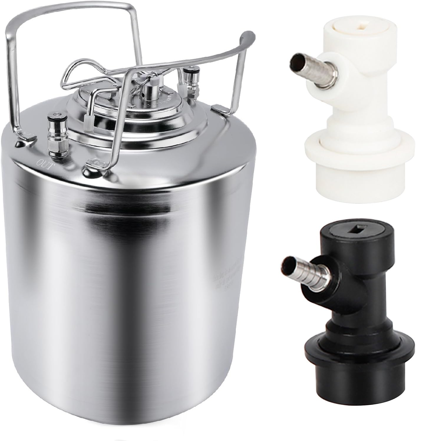 YB YaeBrewMini Ball Lock Beer Keg 2.6 Gallon Double Ball Lock Post Corny Keg with 2 Quick Ball Lock Disconnect Set for Small Batch Home-Brewing (2.6 Gallon/10 L)