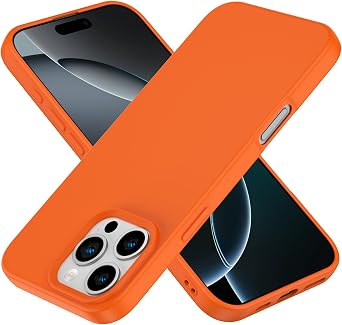 Designed for iPhone 16 Pro Case, Silicone Ultra Slim Shockproof Phone Case with Soft Anti-Scratch Microfiber Lining, [Enhanced Camera Protection] Phone Case for 16 Pro, Orange