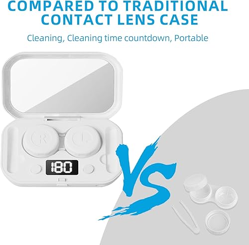 Miniatura 5 de Limpiador de lentes de contacto con espejo, limpiador ultrasónico USB de lentes de contacto para eliminación de lentes suaves, lentes duras, lentes
