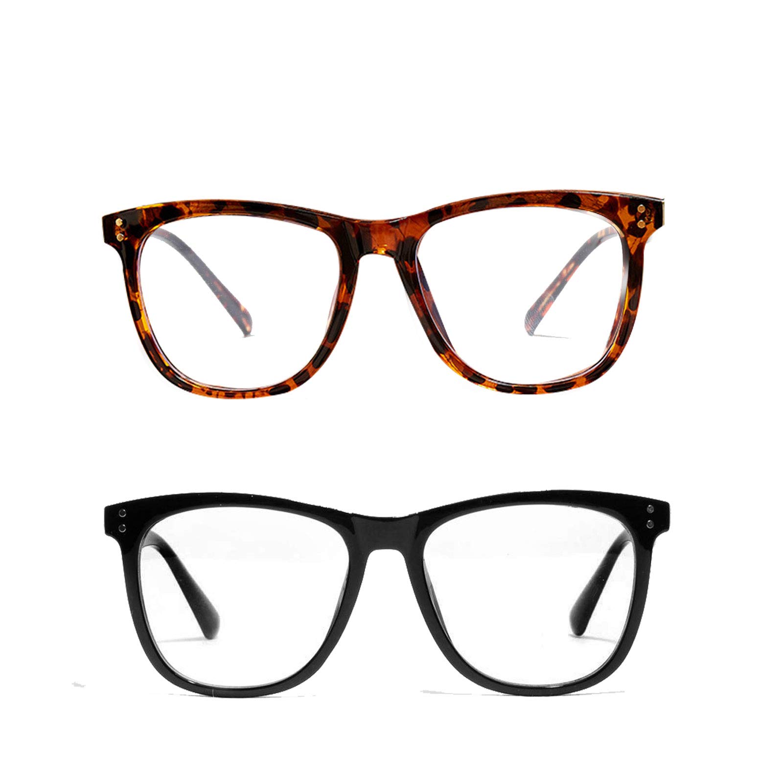 Blue Light Blocking Glasses - Anti Blue Light HMAR Coating Computer Gaming Glasses for Anti Headache and Eyes Strain Non-Prescription Lens Fashion Accessories,Unisex for Women and Men(Black+Leopard)