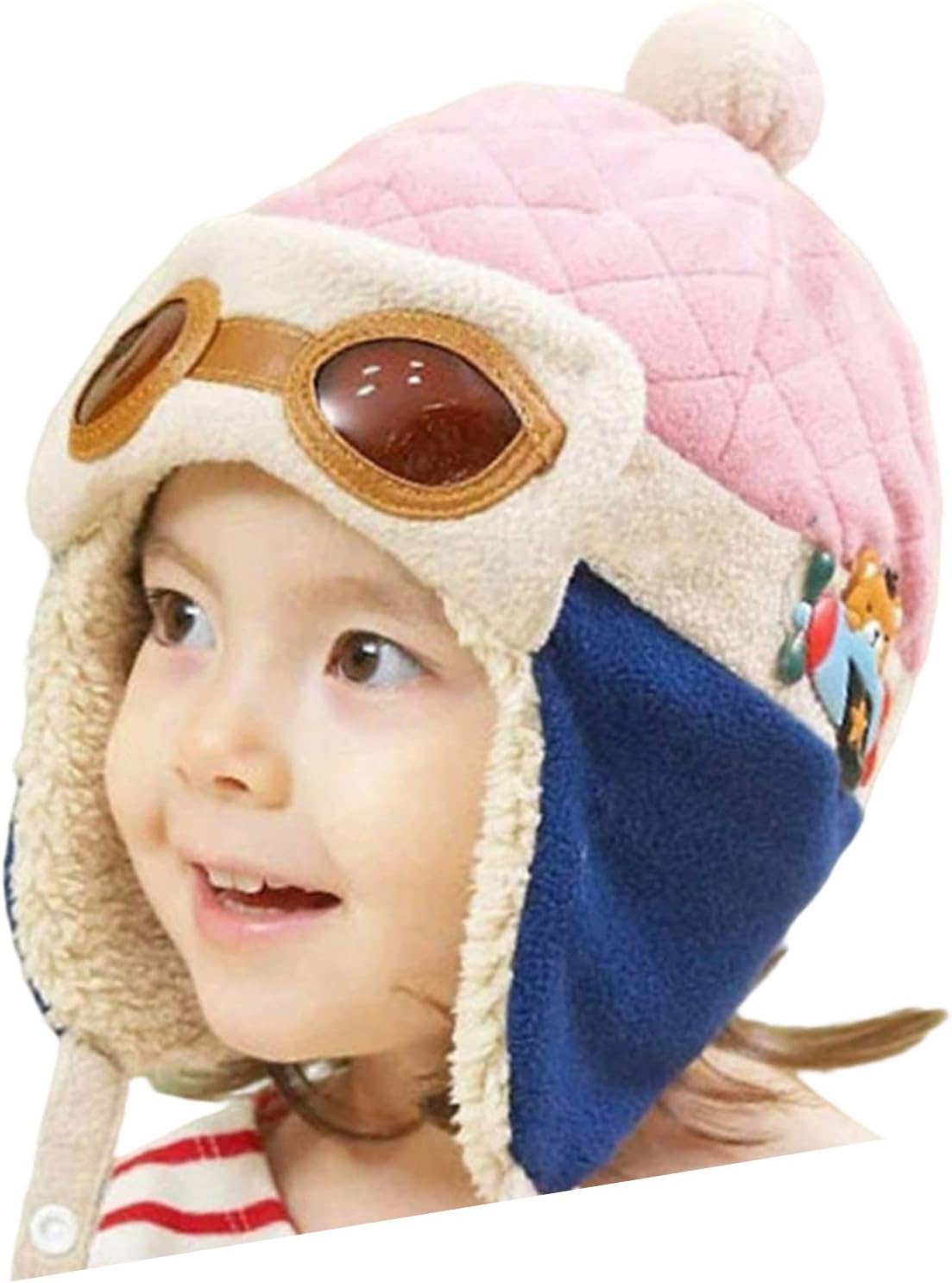 Winter Fleeces Lined Knitted Hat with Ear Cover for Girls Cold Weather Warmth