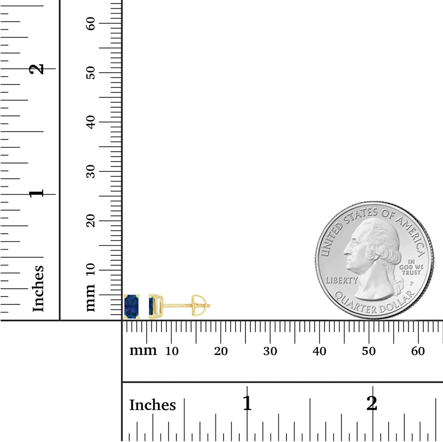 14K Gold Plated 925 Sterling Silver Hypoallergenic 5x3mm Emerald Cut Prong Set Genuine Birthstone Solitaire Screwback Stud Earrings - Image 3