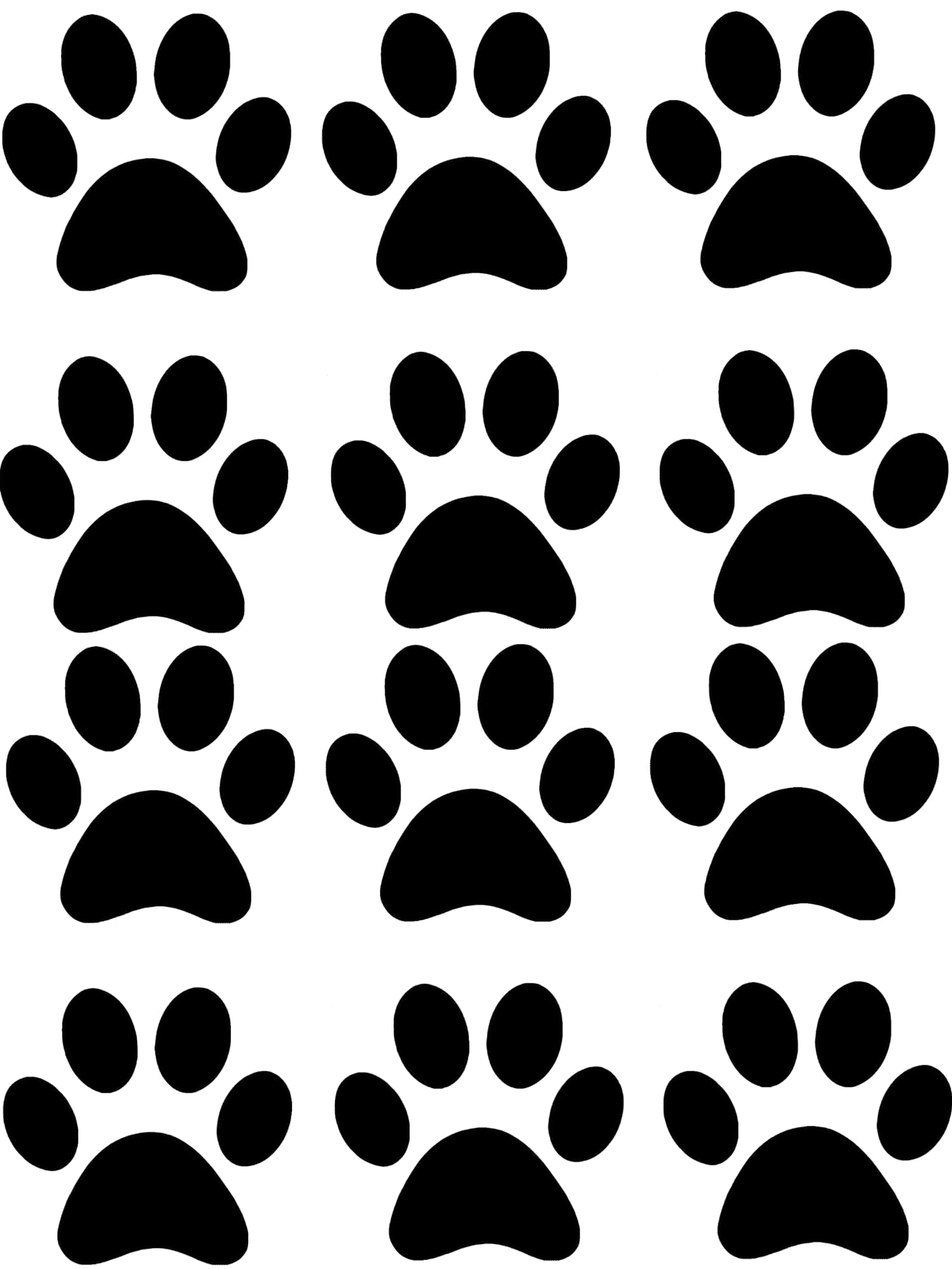 Pack of 12 Cat Dog Animal Paw Cute Stickers - Waterproof Decals - Laptops, Water Bottles, Cars, Phones, Scrapbooking (Black, 4cm x 4cm)