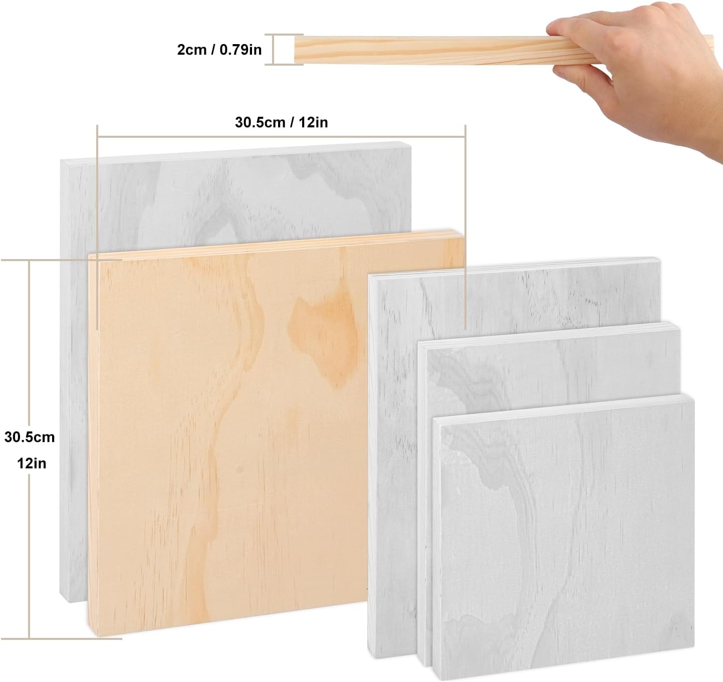 6 Pack 12 x 12 Inch Unfinished Wood Panels, Wooden Panel Boards for Painting, Crafts, and Home Decor