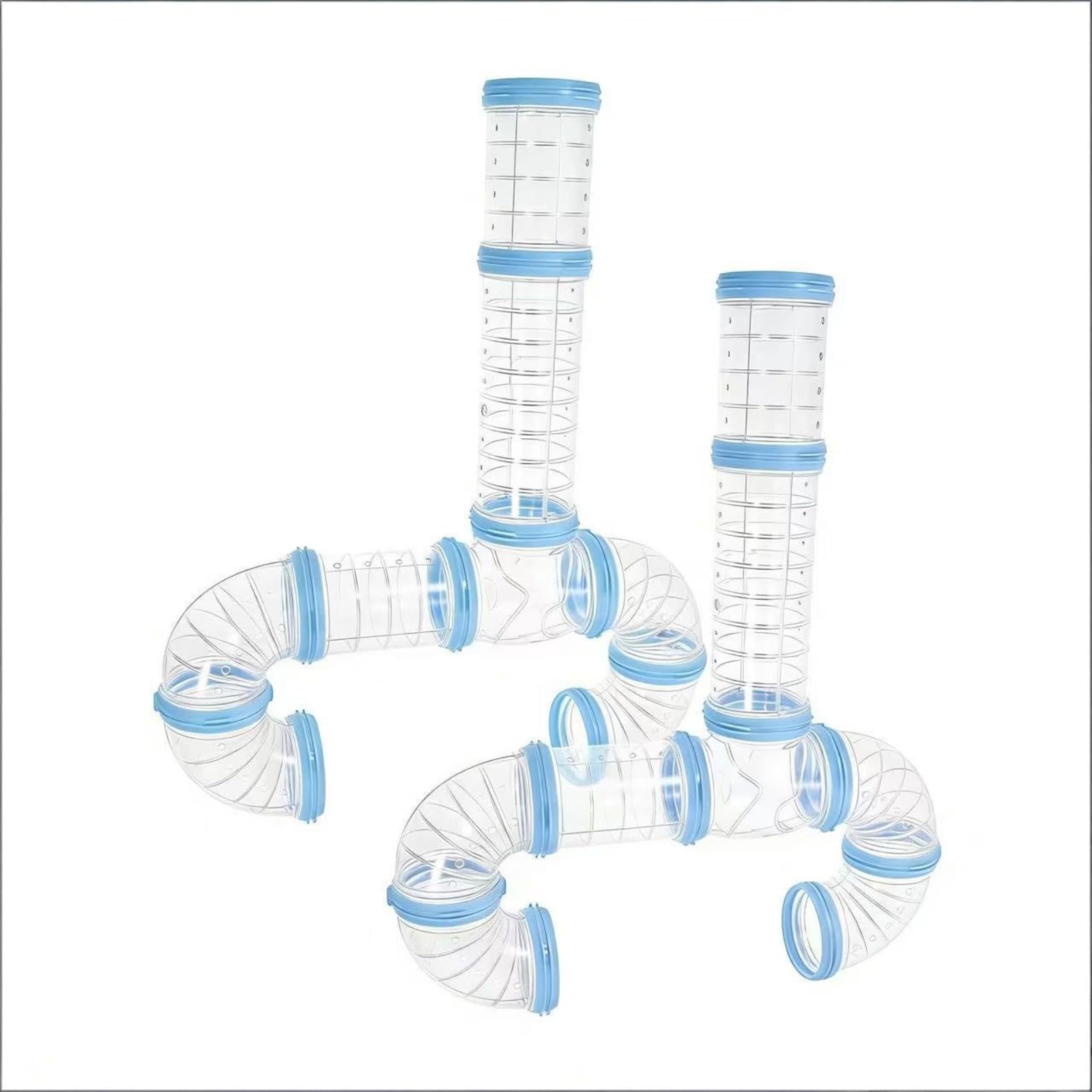 Túnel y kit de conexión para hámsters 2 juegos transparentes exteriores de plástico accesorios, cobayas y pequeños animales domésticos para ratón, hámster, rata y