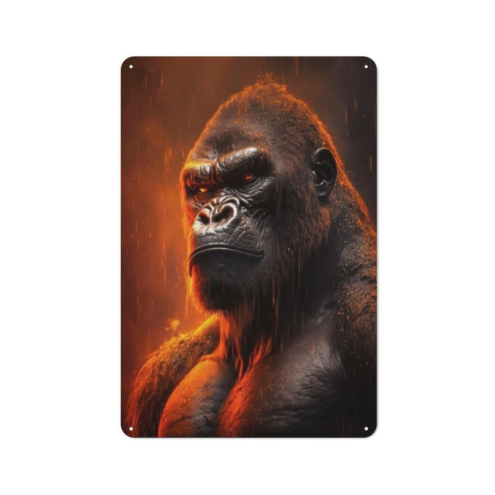 Junmoney Dark Gorilla Metal Wall Sign 30X20cm Featuring For Pub Or Café, For Pub Decor Enthusiasts, For Retro Home Interiors