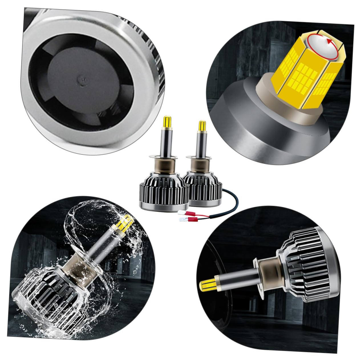 SOLUSTRE Bombilla de Coche H1 LED 1 Par 18000lm 60w Aluminio