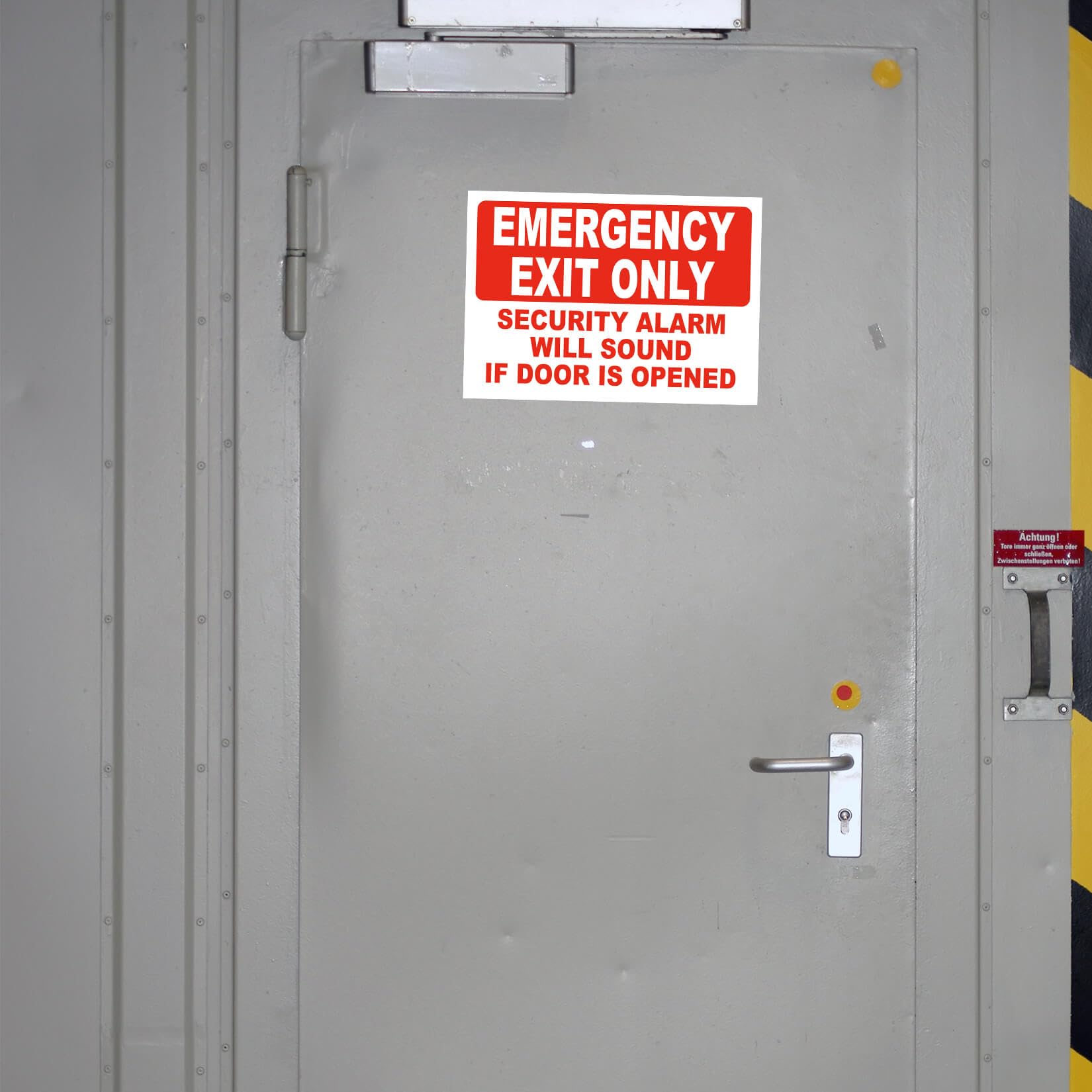 4 letreros adhesivos con texto en inglés "Emergency Exit Only - Security Alarm Will Sound If Door Is Opened", 4 pegatinas de vinilo autoadhesivas, 25,4 x 17,8 cm