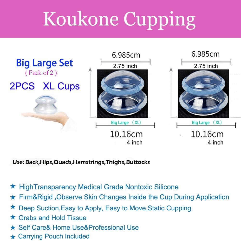 Professionals Silicone Cupping Therapy Sets Vacuum Suction Cups Self Care Kit For Body Massage Celulitis Treatment Scar Tissue Muscle Joint Neck Back Pain Relief Cellulite Remover Massager Big Large