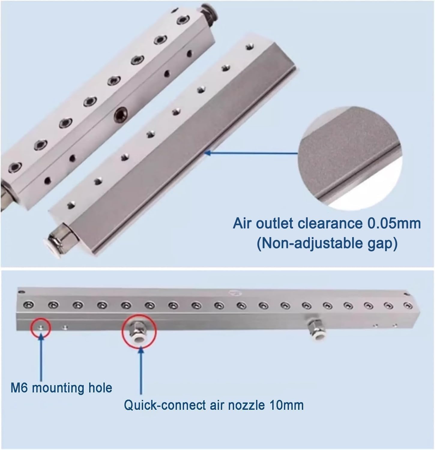 Soffiatore a lama d'aria, lama d'aria in lega di alluminio per soffiaggio polvere con interfaccia filettata da 1/4", rimozione di acqua e polvere, utilizzo con compressore d'aria(400mm)