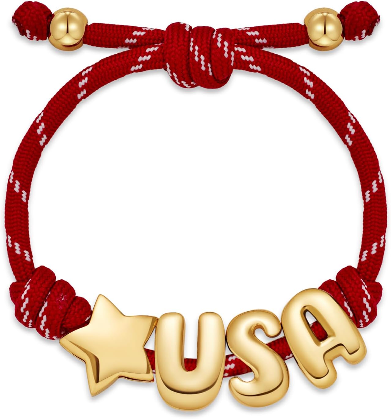 LILIE&WHITE 250 Anniversary USA Bracelet for Women with Inital 4th of July Accessories American Bracelets Rope Knotty Friendship Bracelets Independence Day Jewelry Gift