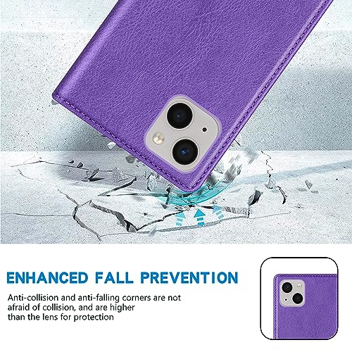 Image of ZZXX for iPhone 13 Wallet Case Strong Magnetic 6.1 inch,Purple