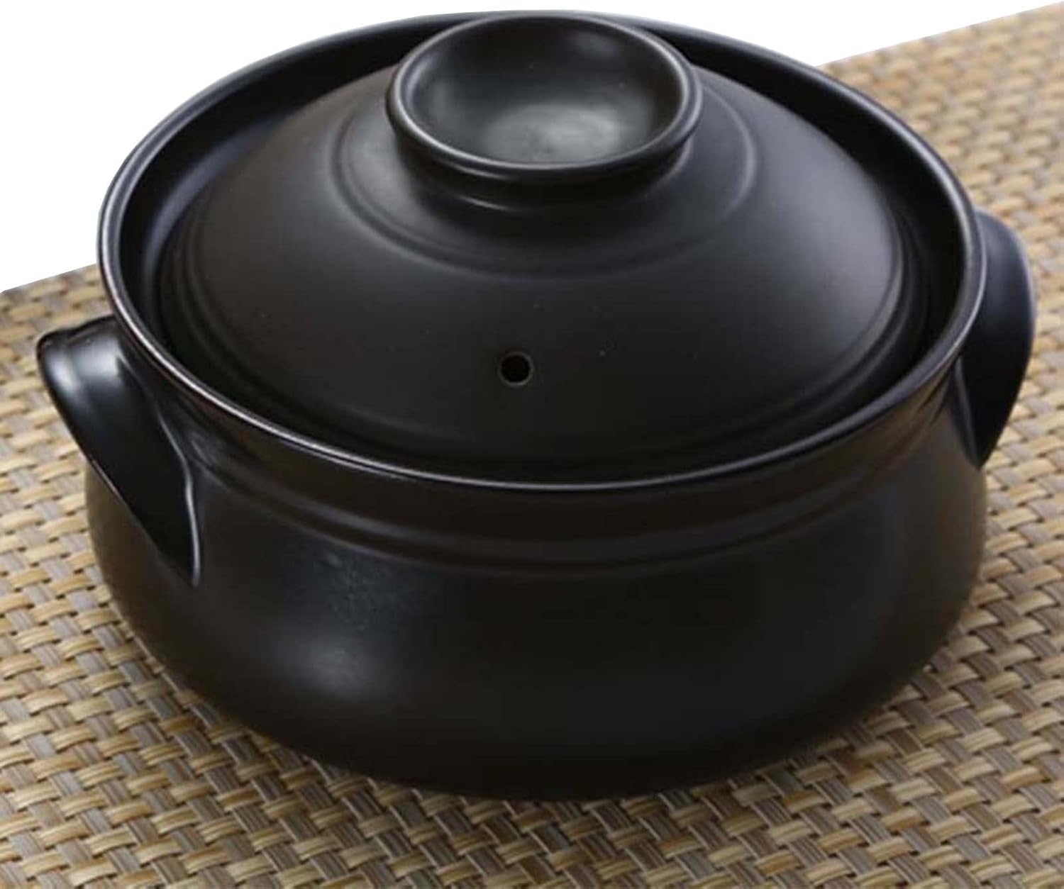 FENNVV Clay Pot for Cooking Japanese Ceramic Hot Pot Black Casserole