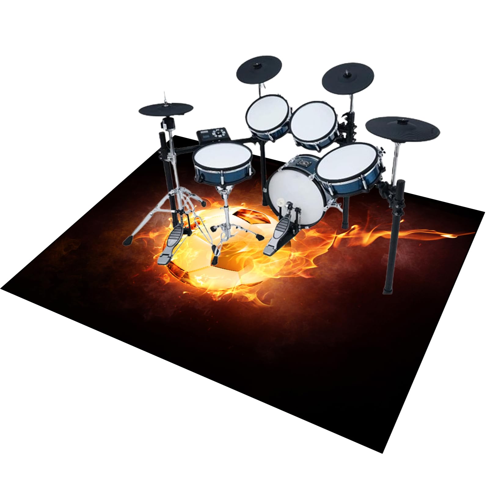 120 x 90 cm Hochwertiger Schlagzeugteppich | Professionelles rechteckiges Elektronisches Jazz Schlagzeug Kit für Bass Drum Snare Drum und andere Instrumente Teppich | Rutschfeste Schallschutzteppich