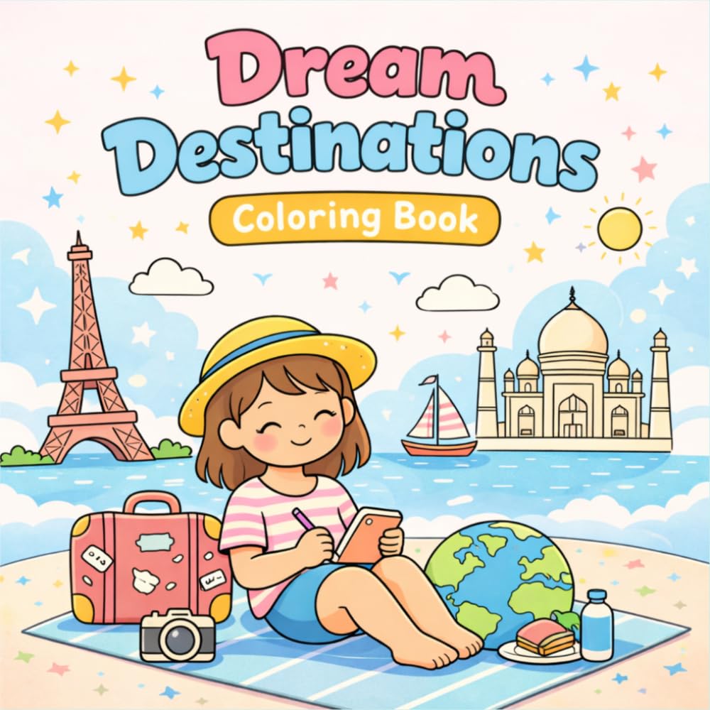 Dream Destinations Cozy Travel Coloring Book for Adults and Teens: Famous Places, Beautiful Countries and Travel Scenes Around the World, Relaxing ... Life Relaxing Coloring Books Collection)