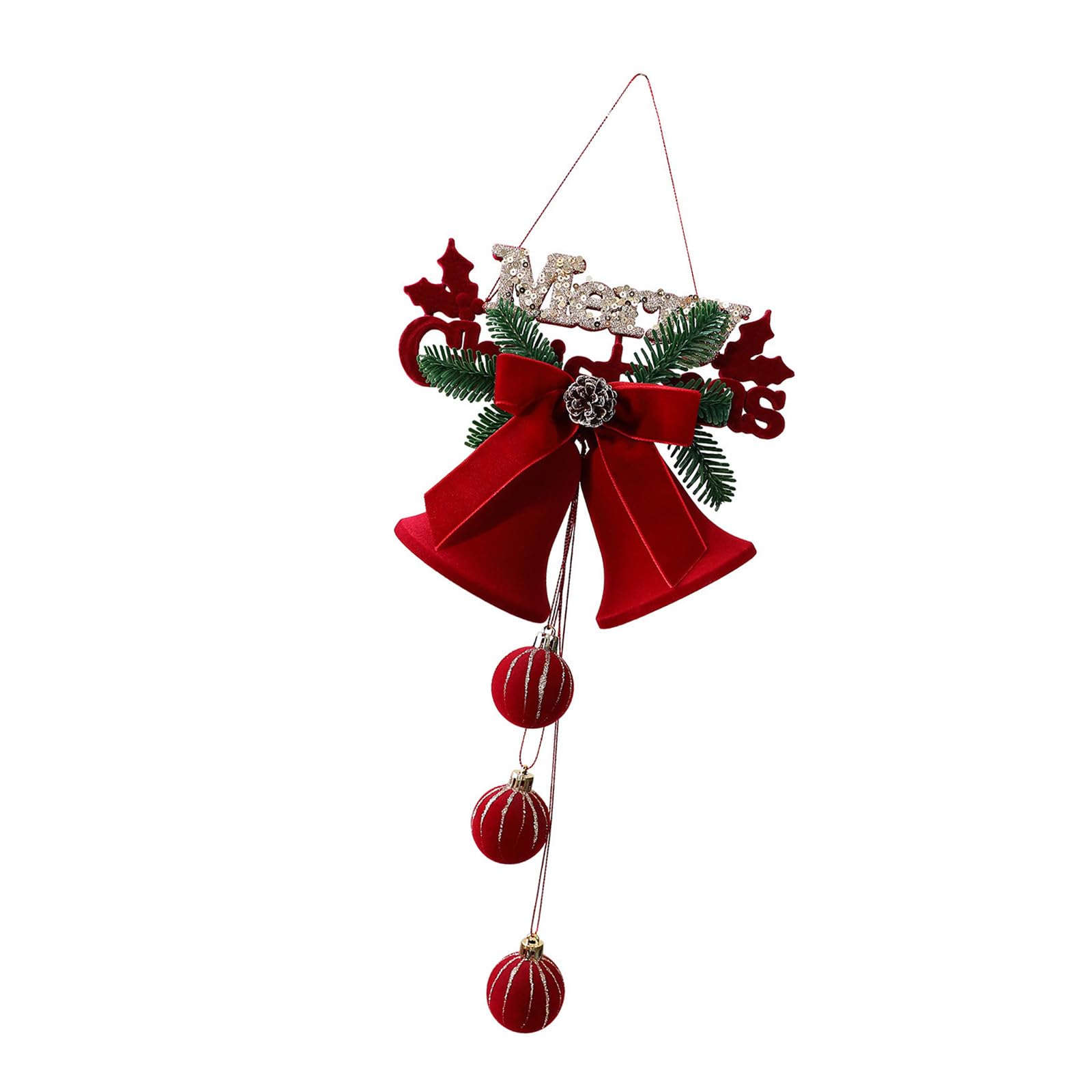 Nucelit Velvety Holiday Bells Ornaments Shatterproof Christmas Tree Decoration for Wreath Mantel Window Festival Tree Christmas Decorations