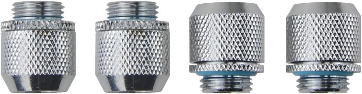 LENX Silver Chrome G1 4 to ID 3 8 OD 1 2 Compression Fitting for Computer Water Cooling System Through joint straight joint 4 PCS