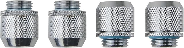 BXQINLENX Silver Chrome G1/4" to ID 3/8" OD 1/2" Compression Fitting for Computer Water Cooling System Through joint straight joint(4 PCS)