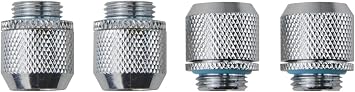 Silver Chrome G1/4" to ID 3/8" OD 1/2" Soft TUBING Compression Fitting for Computer Water Cooling System Through Joint Straight Joint4 PCS
