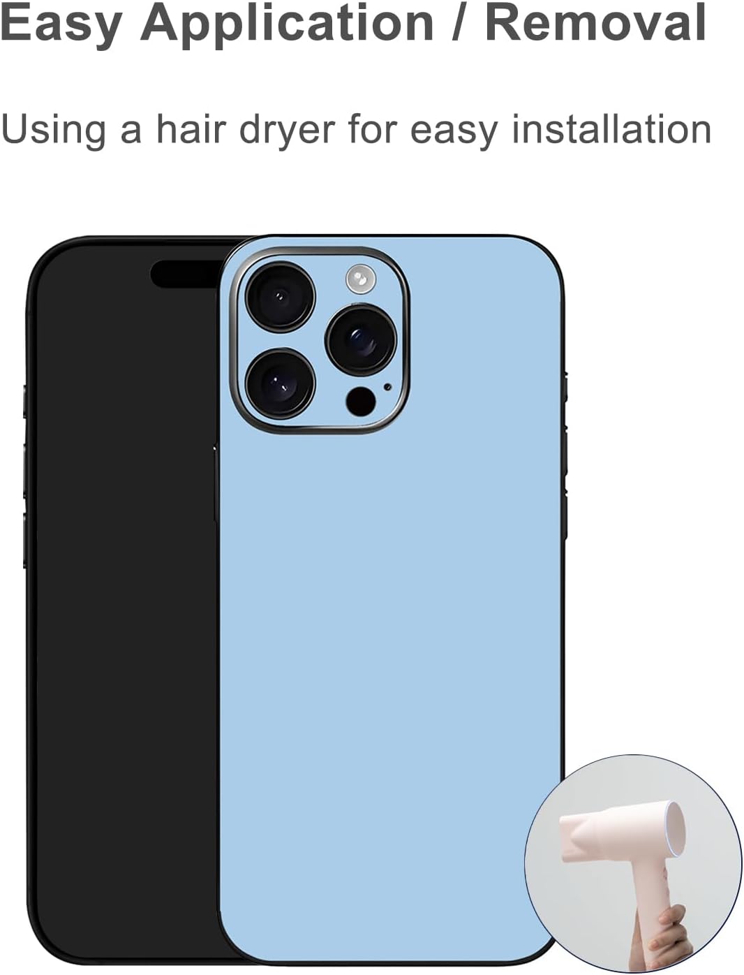 Protective Film Light Blue Skin Compatible with iPhone (for 16 Pro Max) image 4