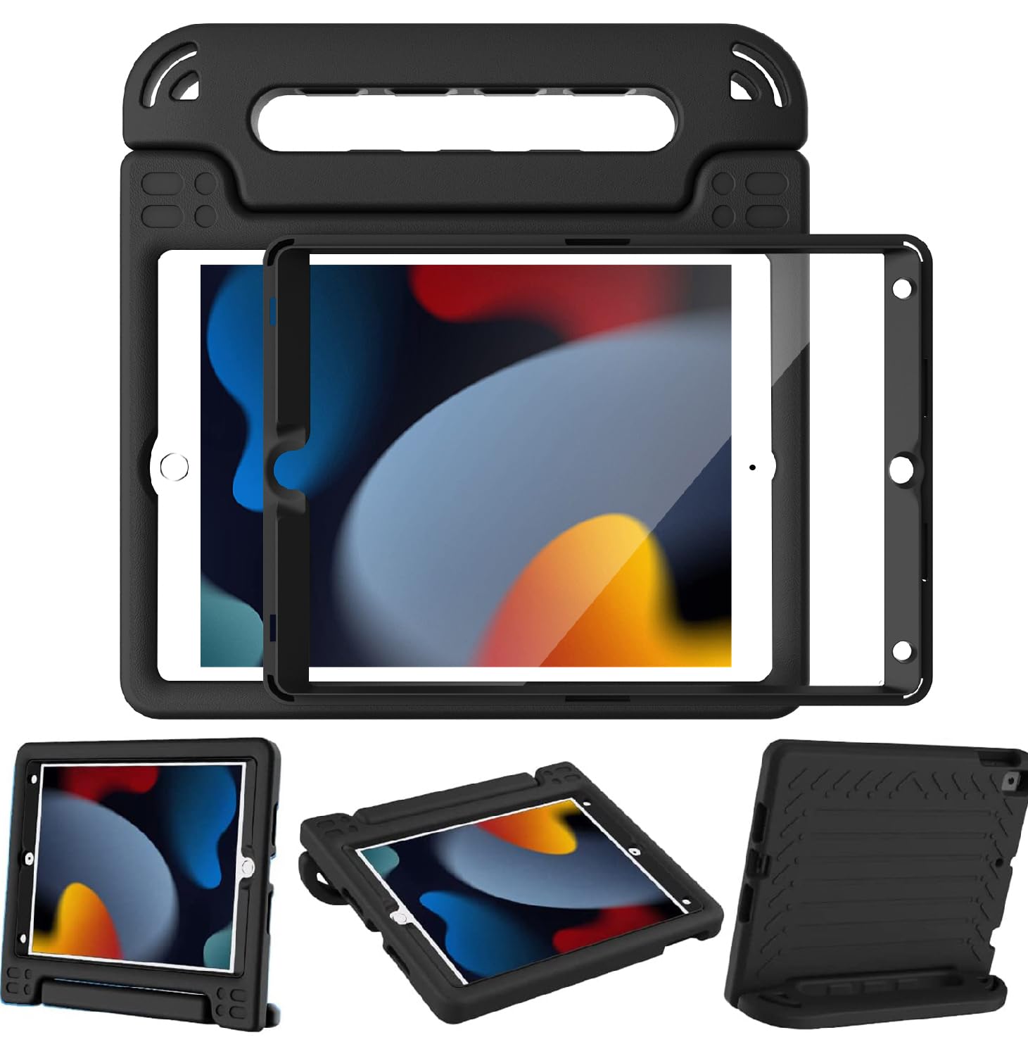 BMOUO Kids Case for iPad 9th 8th 7th Generation (10.2 Inch, 2021/2020/2019) - with Screen Protector, Shockproof Light Weight Handle Stand iPad 10.2
