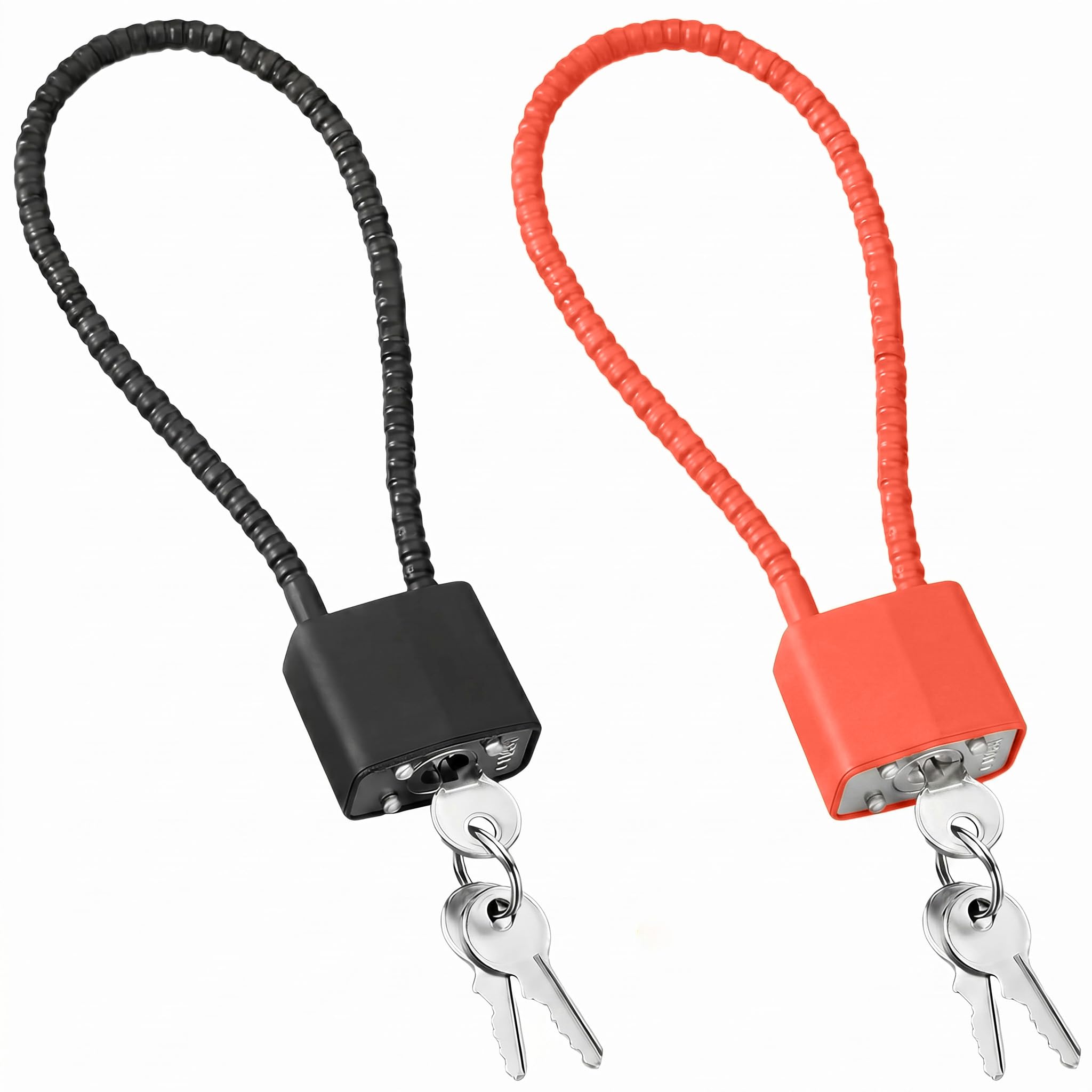 2 Pcs Steel Rope Padlocks with Keys Outdoor,Long Padlock Cable Lock,Heavy Duty Long Shackle Padlocks,Wheelie Bin Locks,Flexible Cable Wire Padlock for Gym Locker,Shed,Suitcase,Gate,Bicycle (Black+Red)