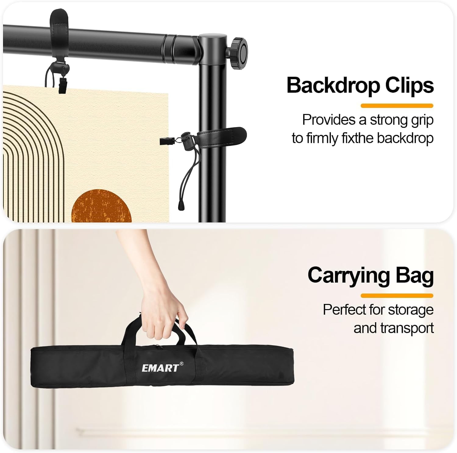 EMART Banner Ständer 3x3m, Hintergrund Ständer, Foto Hintergrundständer | Upgraded, Verstellbarer, Studio, Porträt und Produktfotografie, Fotografie