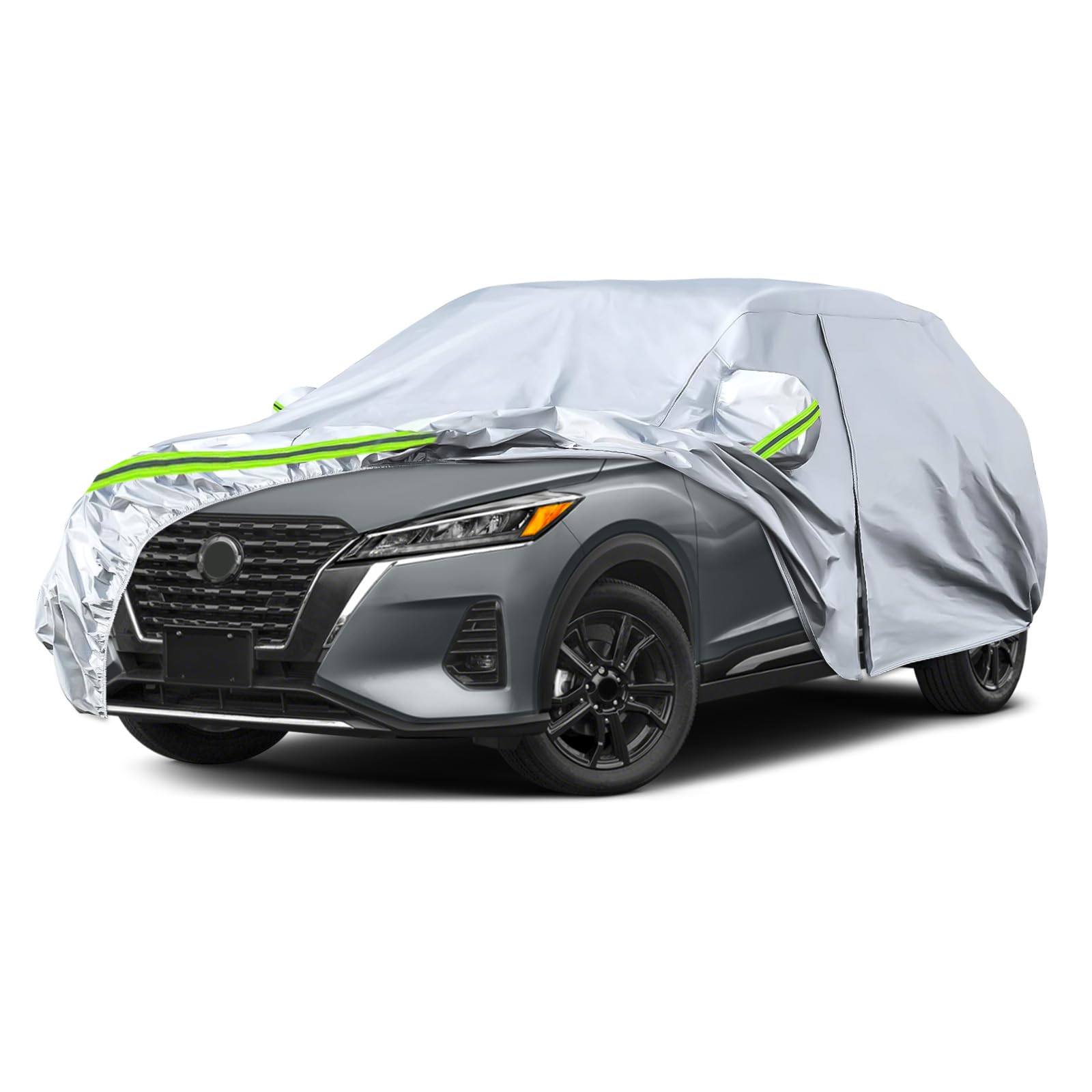 6 Layers Waterproof Car Covers Replace for 2016-2026 Nissan Kicks | All Weather Car Cover with Cotton Liner, Zipper Door, Windproof Bands for Snow Rain Dust Protection