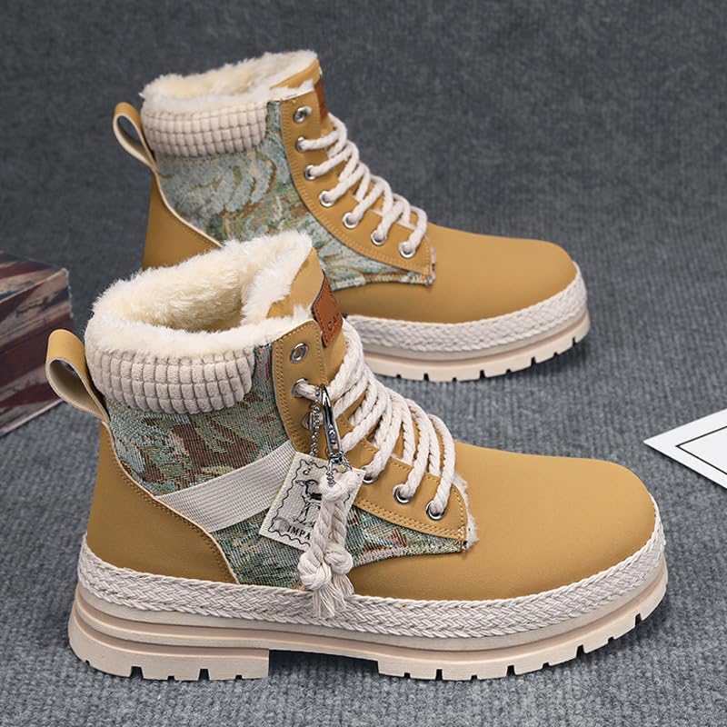 Men's Winter Snow Boots, Waterproof Plush Lined Lace-Up Ankle Boots – Insulated Non-Slip Warm Boots for Outdoor & Daily Wear
