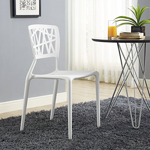 Modway Astro Stacking Accent Kitchen And Dining Room Chair In White - Fully Assembled #TOP1