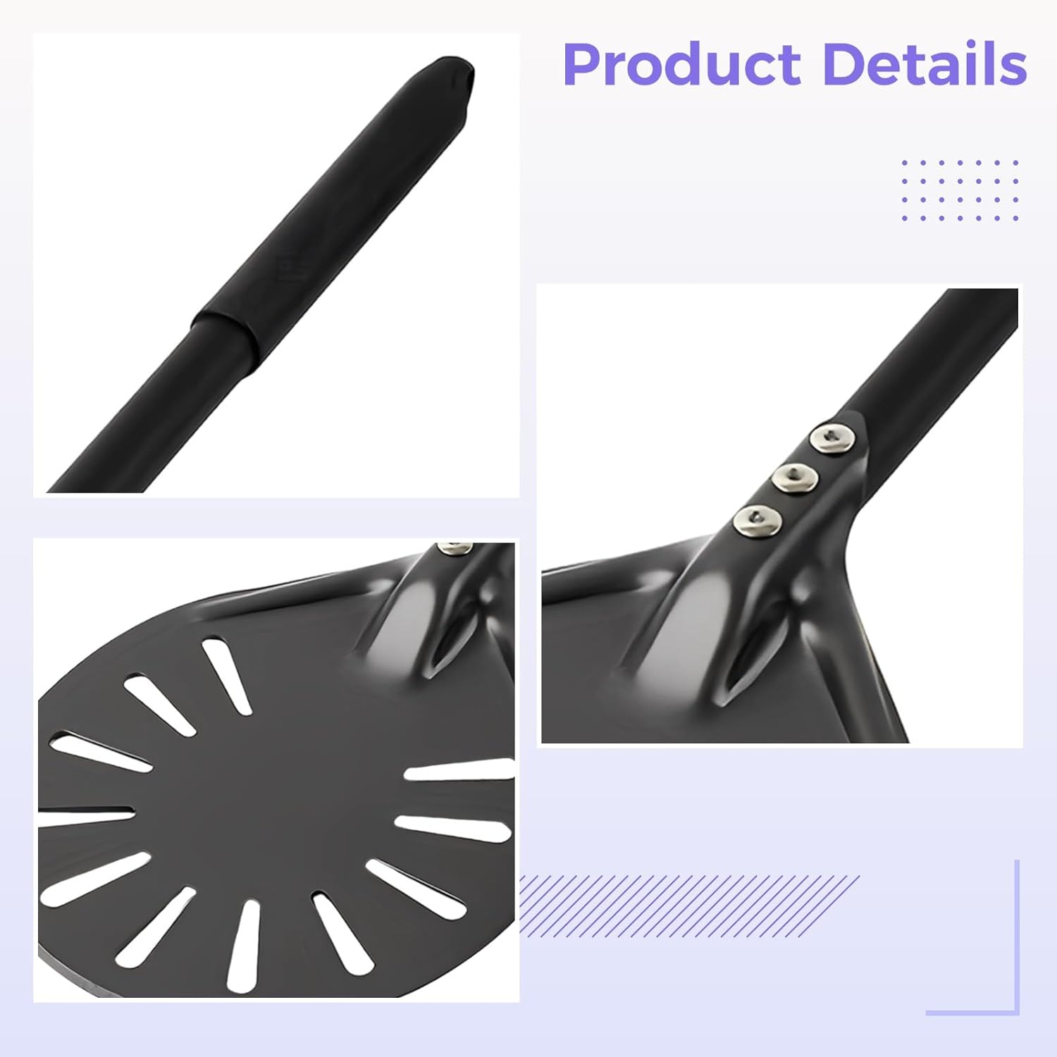 6-Inch Aluminum Pizza Peel With Perforated Design, Pizza Turner 15.8 In/40 Cm Pizza Shovel For Homemade Pizza And Outdoor Oven, Includes Color Box