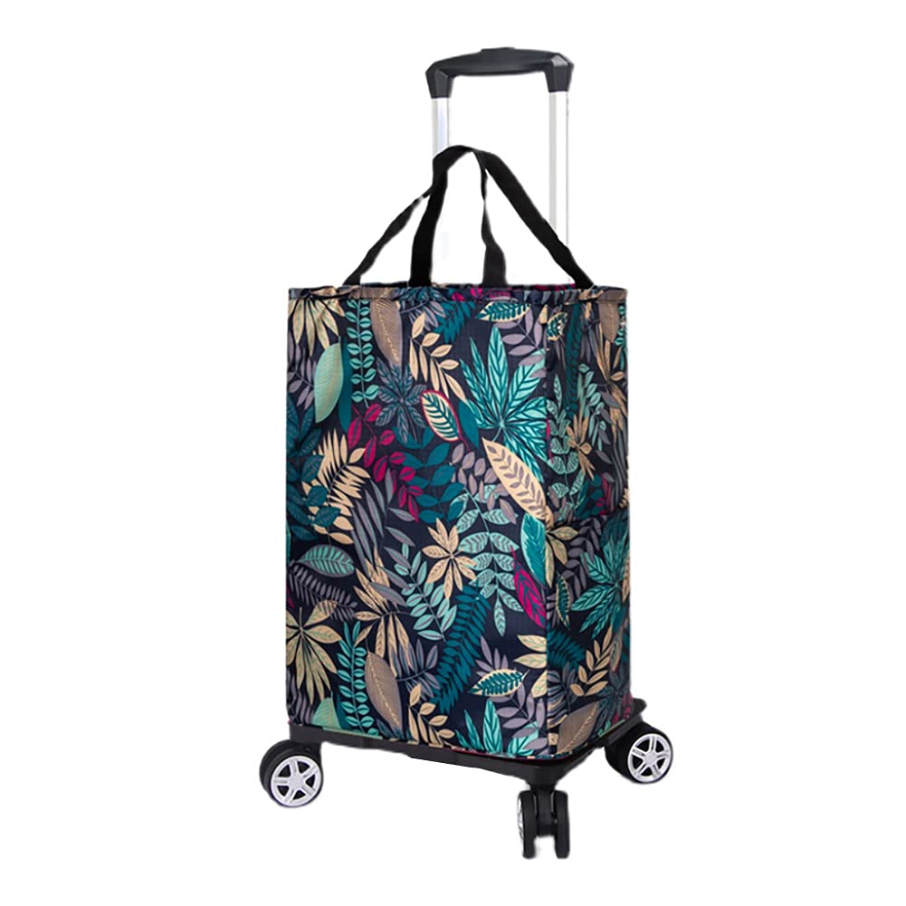Bolsa plegable con compartimento de refrigeración aislado, aleación de aluminio resistente, ligera con 4 ruedas giratorias para compras y viajes