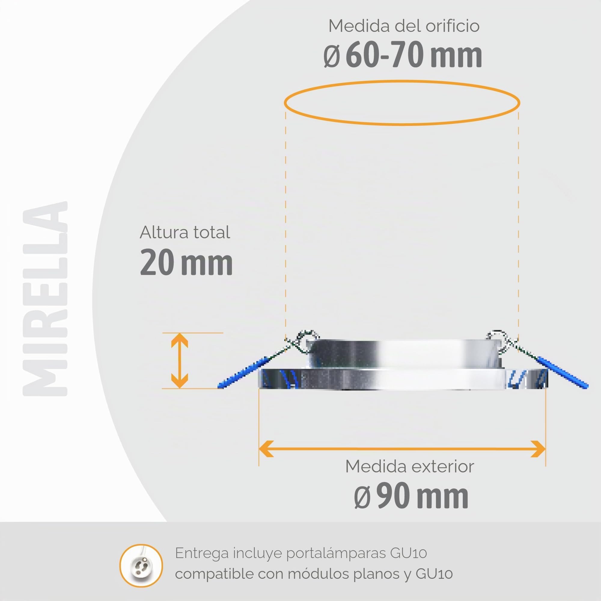 SSC-LUXon MIRELLA - Foco LED empotrable orientable, redondo, cristal espejo, lote | Instalación rápida y discreta para un acabado limpio, bajo consumo y larga vida útil diaria.