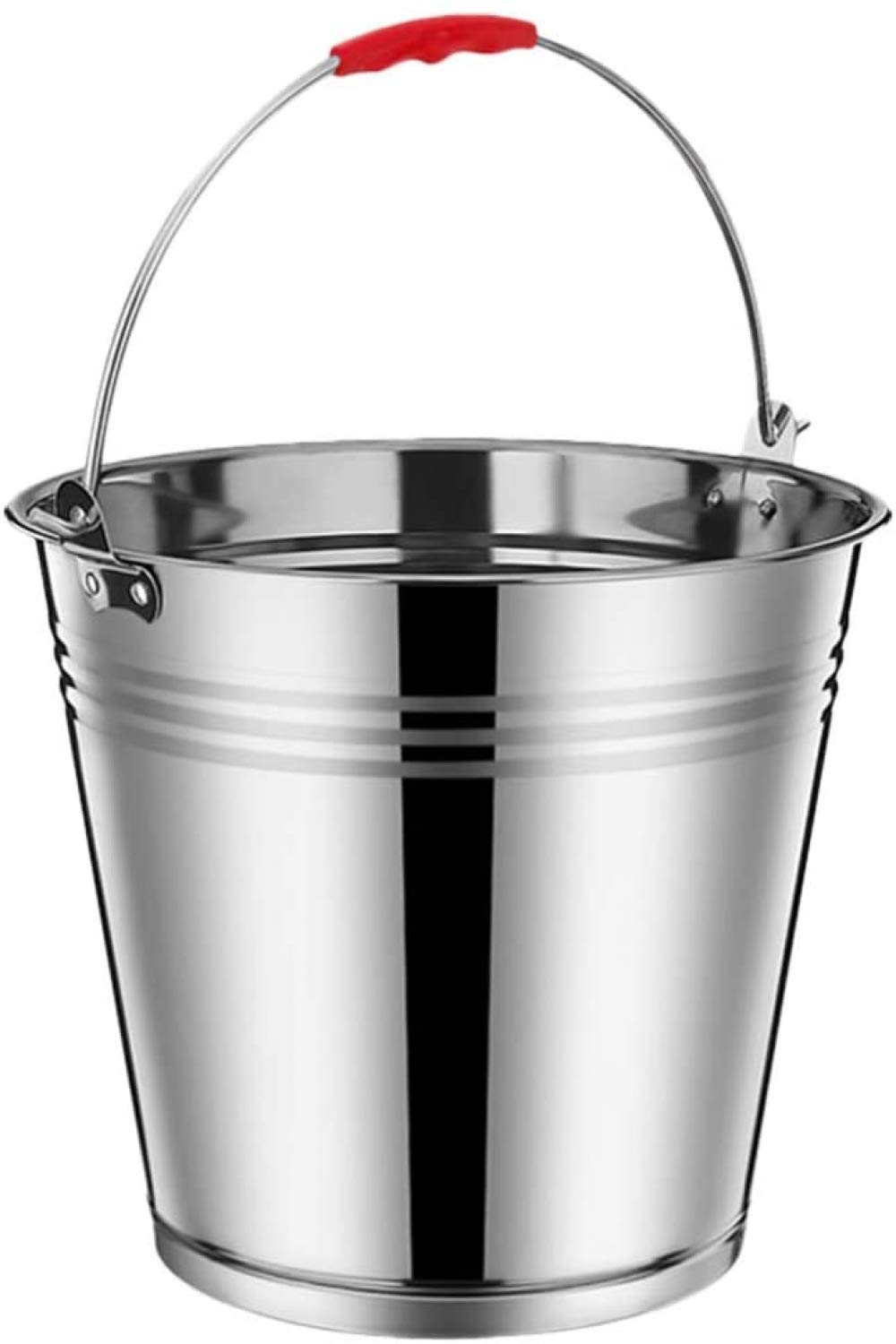Secchiello per Il Ghiaccio e pinze, Secchio in Acciaio Inox con Manico 6 Litri 24-26 cm(26CM)