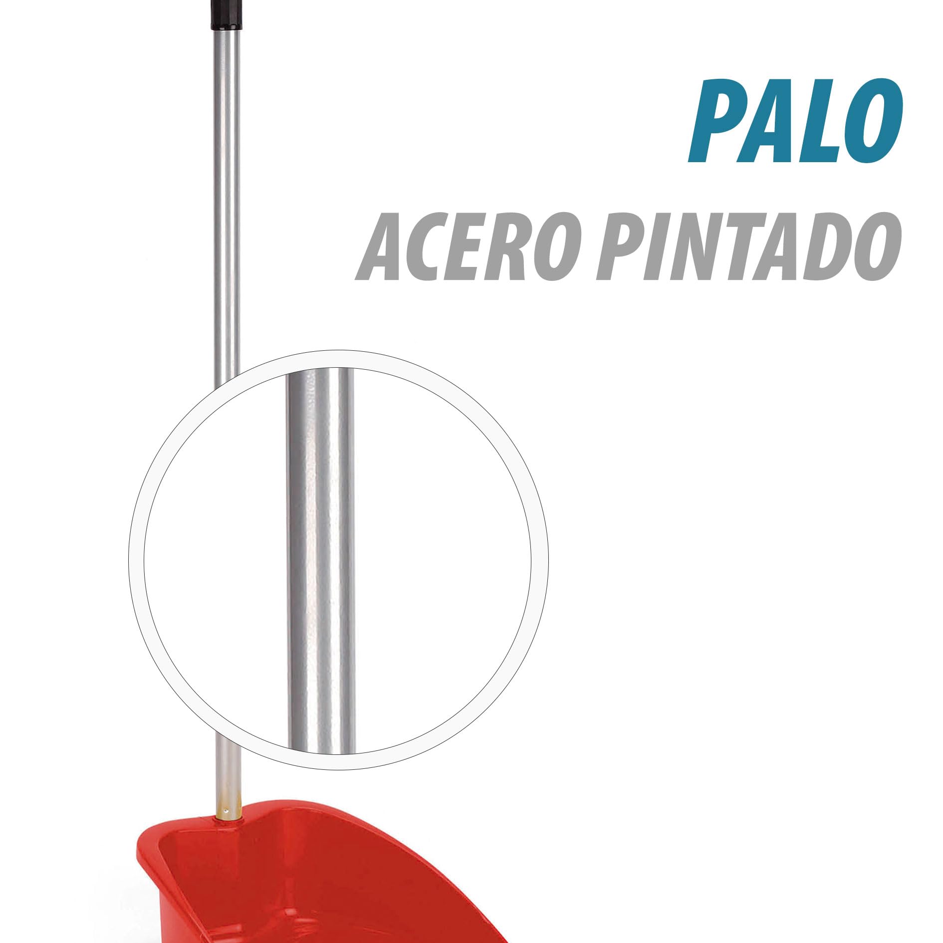 Maya - Recogedor de Basura MAX en PP con Labio de Goma y Palo Metálico para Limpieza del Hogar | 26x25x80 cm | Resistente y Estable con Sistema Antivuelco (Rojo)