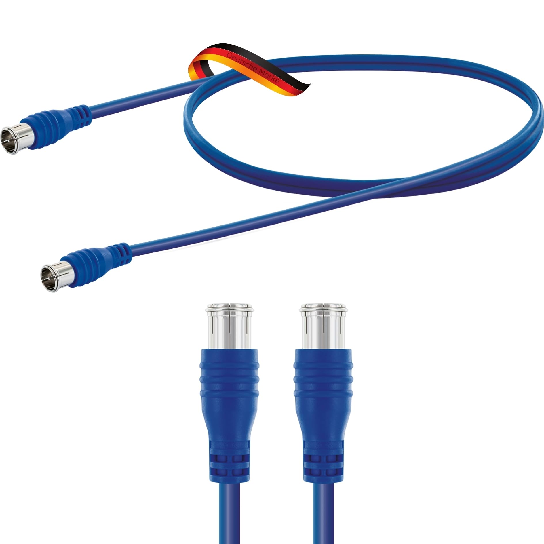 SCHWAIGER IEC Stecker Set - Antennenstecker & Buchse SAT Kabel Verbindung Weiß