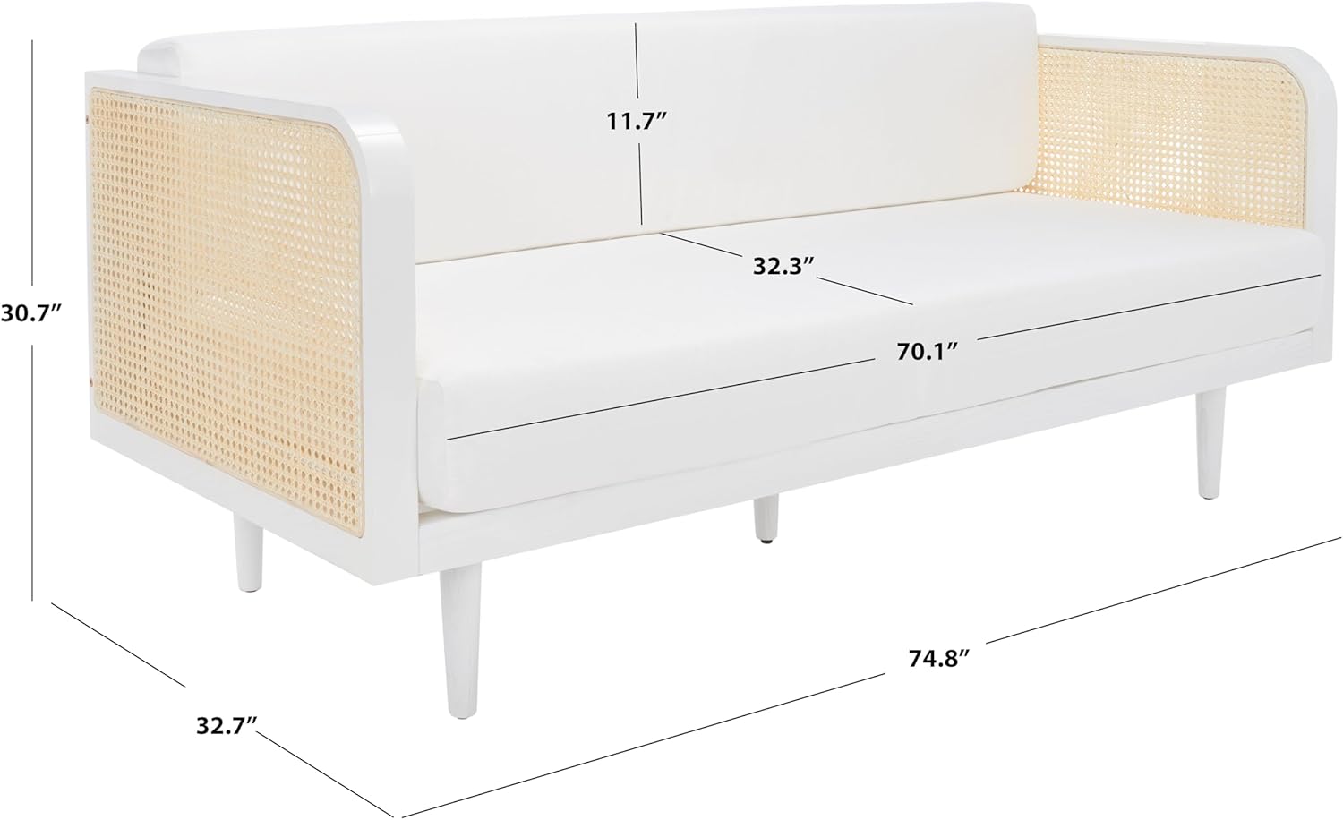 SAFAVIEH Couture Collection Helena White/Natural French Cane Sofa