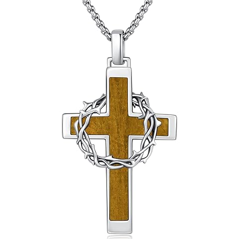 Cross Necklace 925 Sterling Silver Crucifix Pendant Necklace Christian Jewelry Cath...
