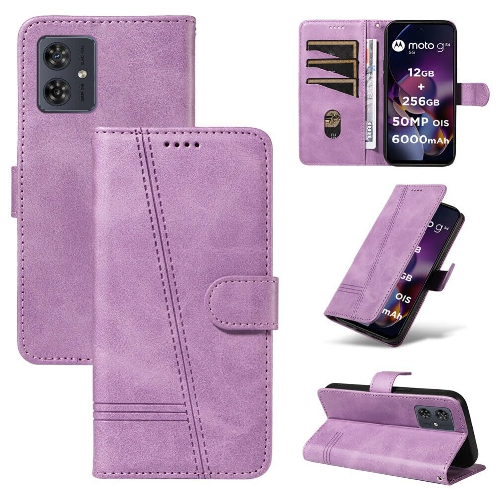 Étui Moto Edge 60 Fusion violet housse portefeuille en cuir à rabat