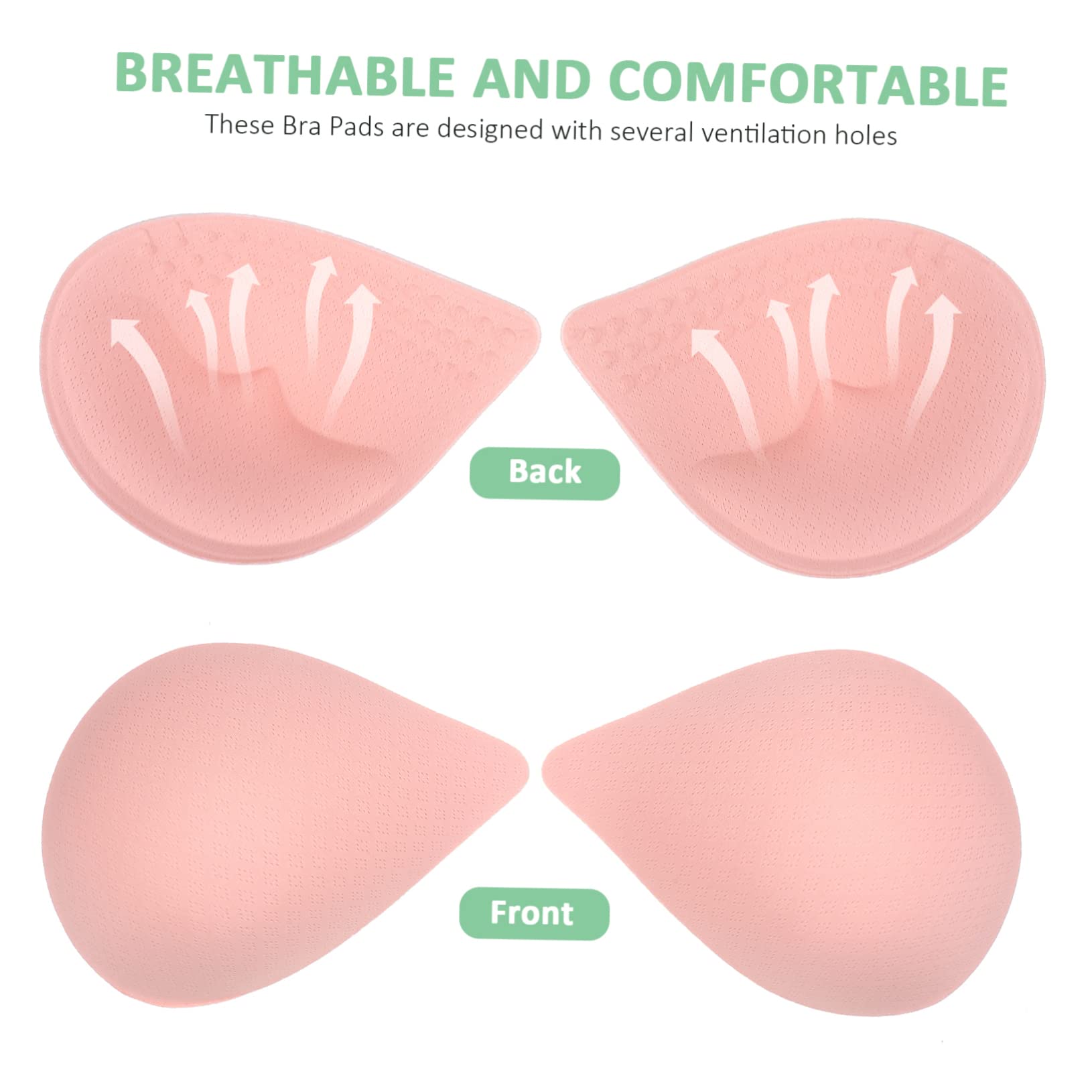 Healeved Almohadillas de Sujetador 12 Pares Xxl de Fibra Elástica | Desmontables y Lavables, Tallas 85d 90a 90b 90c 90d, para Mujer y Niña