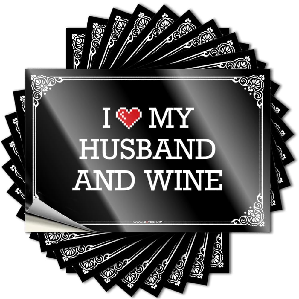Tall Decal Aesthetic Decals, Sets Cute Pattern Design for Gamers Notebook | Hard Removable Vinyl I Love My Husband & Wine(12X18CM)