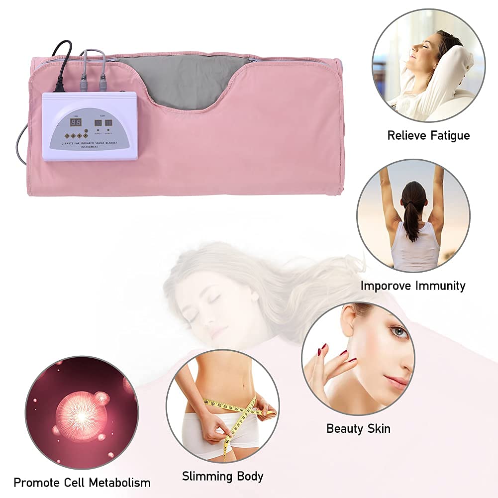 Manta digital de sauna de infrarrojos lejanos, calefacción de 2 zonas para terapia de desintoxicación, dispositivo de belleza para spa en casa, hecha de material Oxford