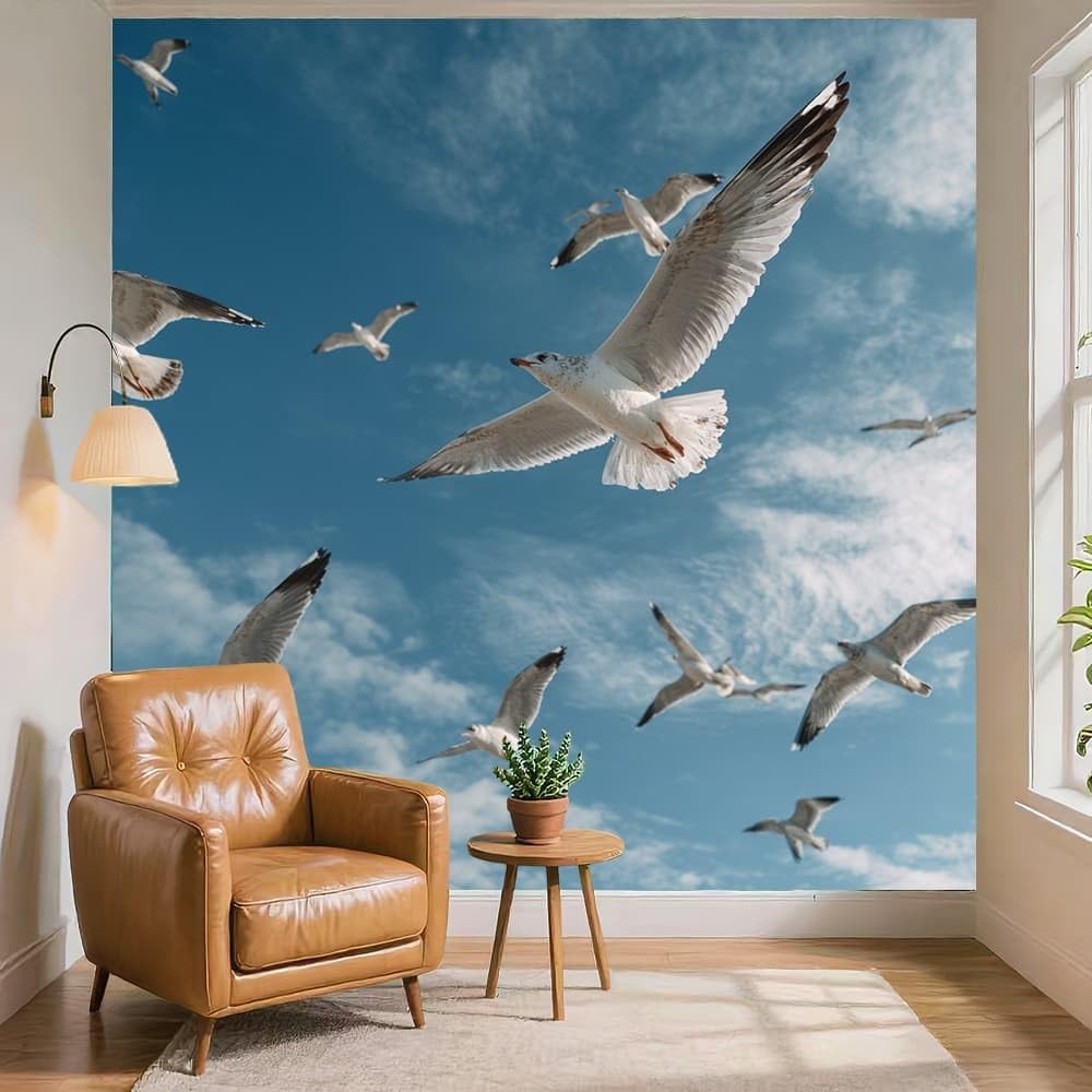 Mural fototapeta 250 x 175 cm zwierzęta ptaki nadruki nietkany mural plakat tło telewizora dekoracja niebieska do korytarza salonu sypialni remont domu