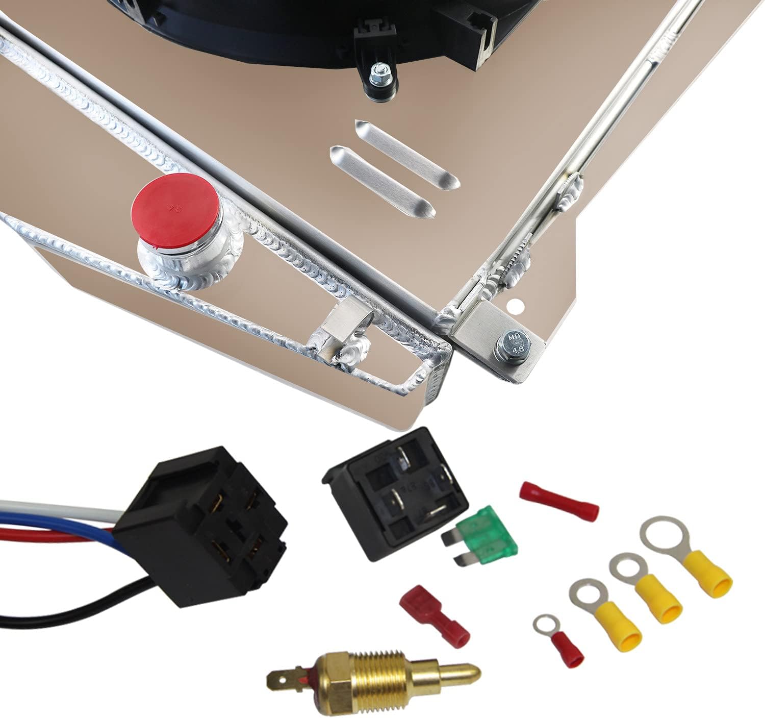 Full Aluminum Radiator Compatible with 1943-48 Chevy Fleetmaster Sedan Delivery V8 44 45 46 47 3 Row Radiator+Shroud Fan+Relay