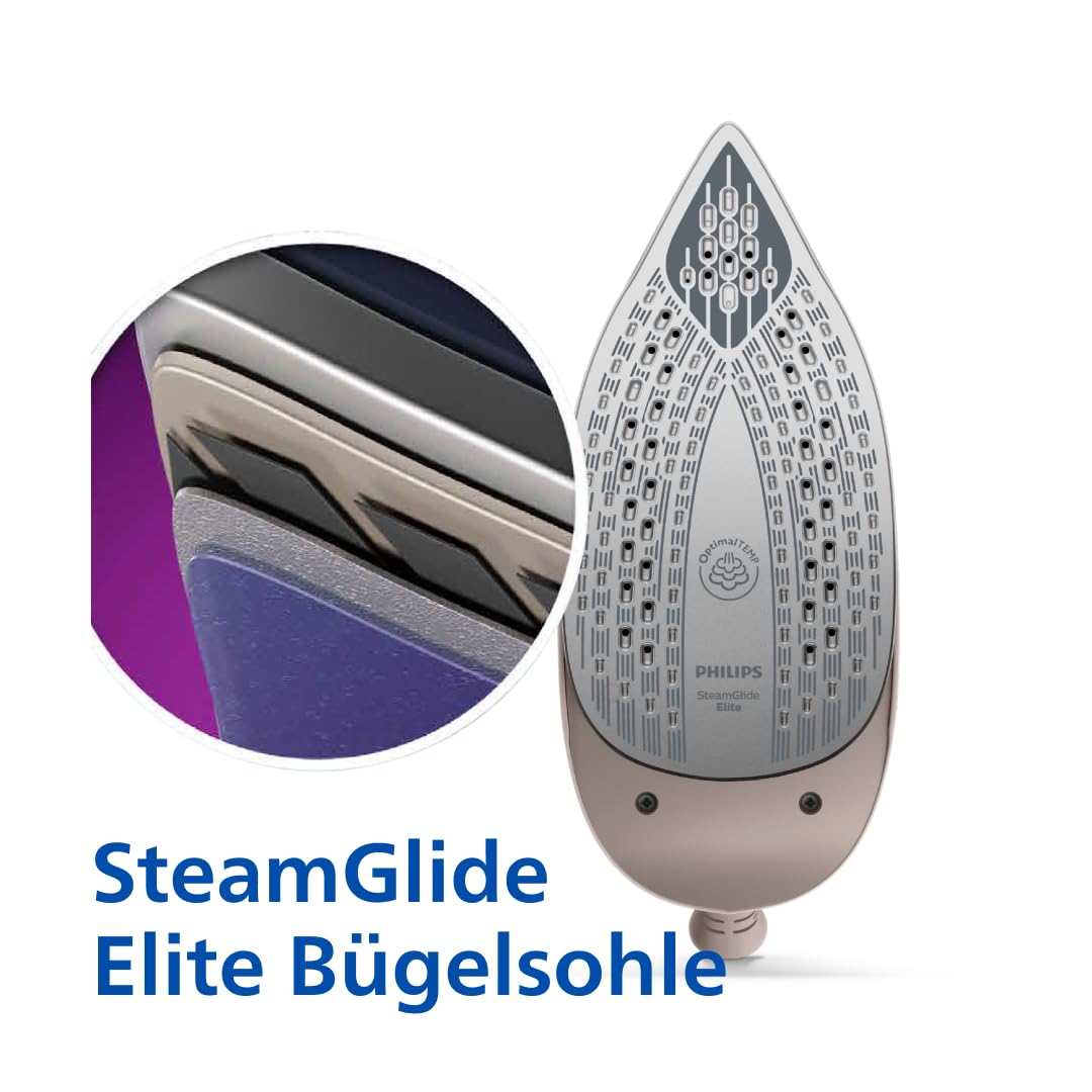 Philips PerfectCare Dampfbügelstation 7000 Serie - 600g Dampfstoß, 8,5 Bar Druck, OptimalTEMP, SteamGlide Elite Sohle, Abnehmbarer 1,5L Tank, Vertikaldampf, Easy De-Calc (PSG7200/60)