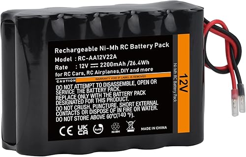 Miniatura 7 de TECTRA Batería RC de 12 V con cables desnudos, batería recargable Ni-MH de alta capacidad de 2200 mAh para modelos RC, bricolaje, equipos médicos,