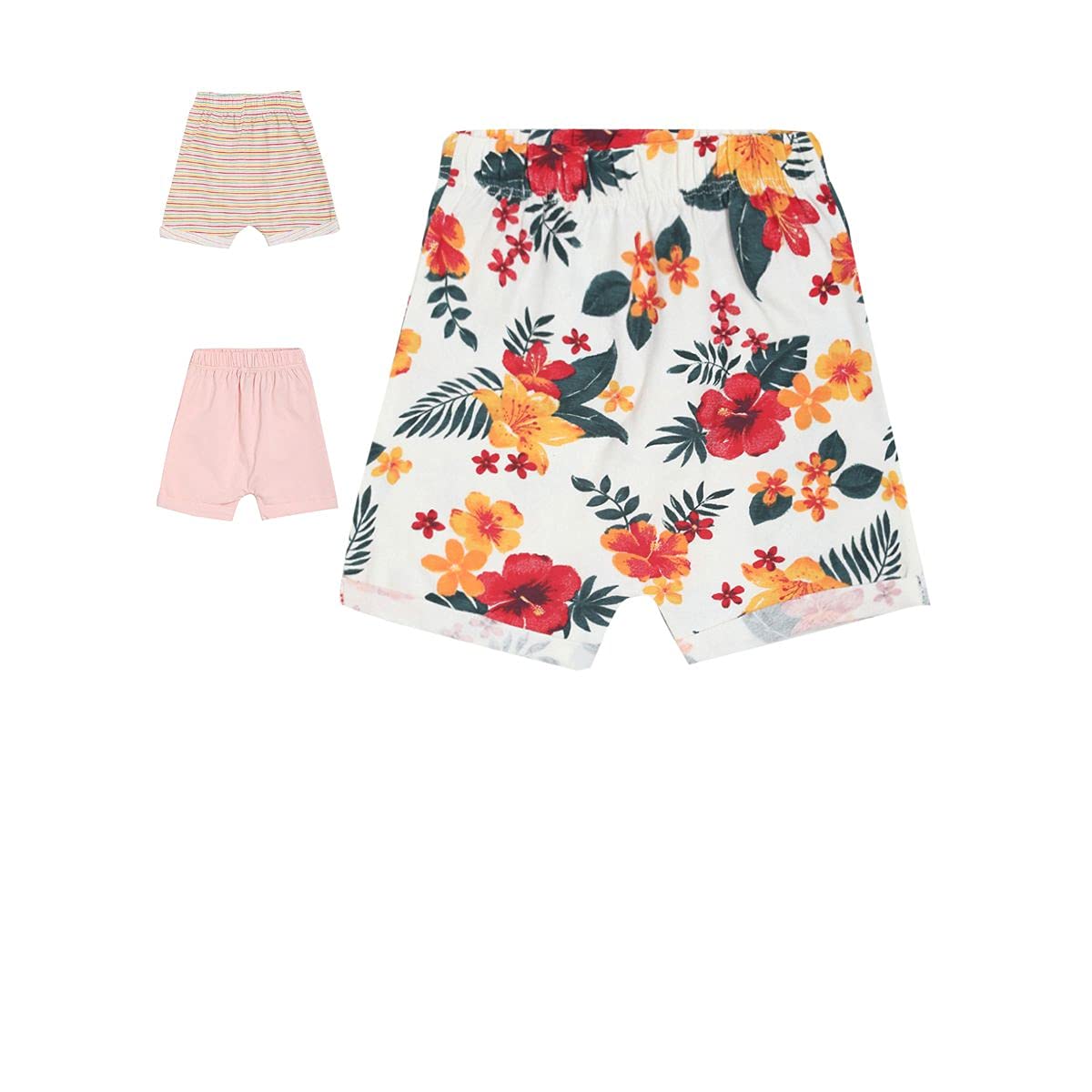 miniklub Girls Multicoloured Pack of 3 Printed Regular Fit Regular Shorts-picture-14