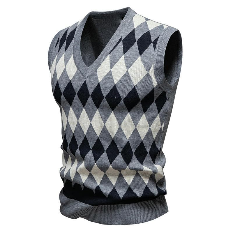 Pull homme décontracté col en V tricot chaud mode automne hiver - 2