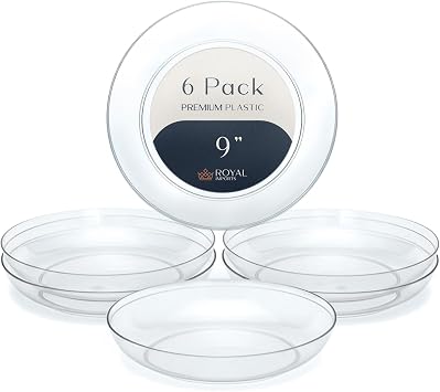Royal Imports Clear Plant Saucer, Floral Plastic Plates Plant Tray 9" 6pk